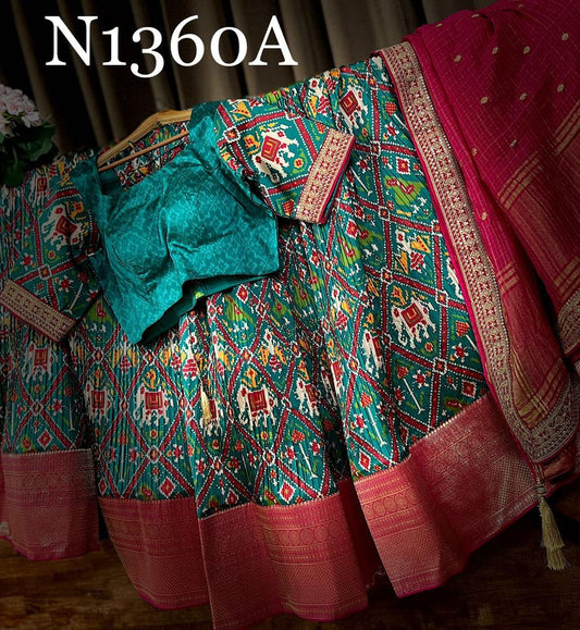 Marina silk lehanga - Saffronfashionindia