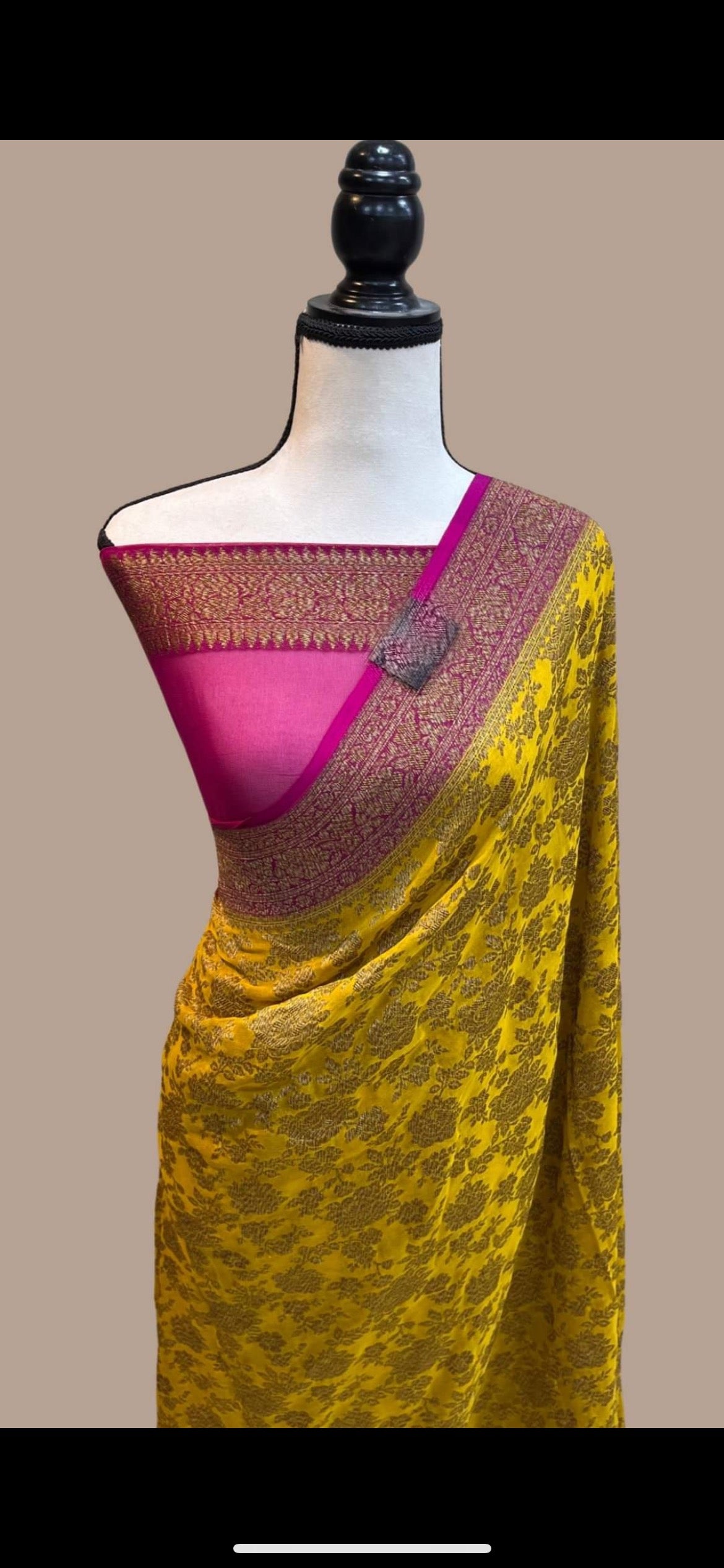Avera khaddi gorgette saree - Saffronfashionindia