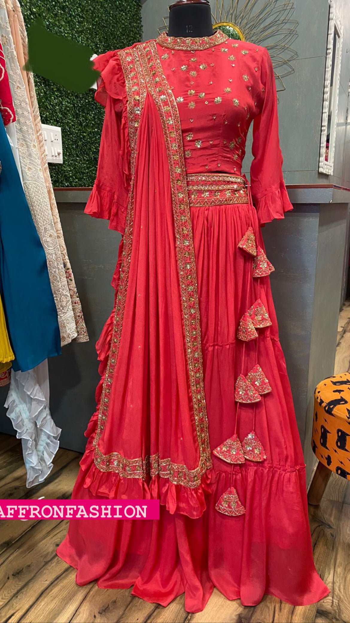 Fenicia red indowestern dress - Saffronfashionindia