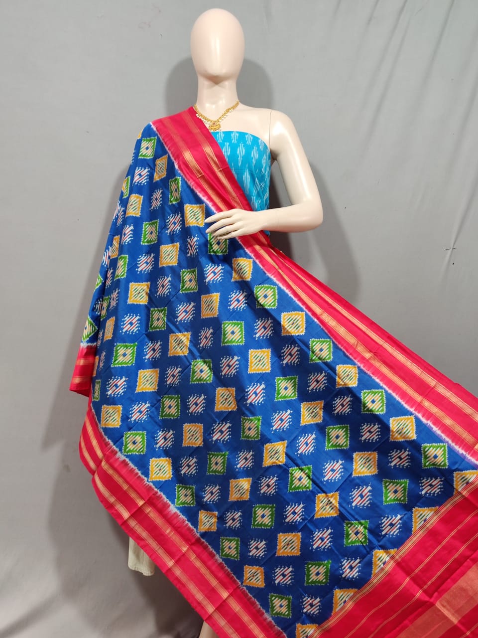 Weaved ikkath dupatta/silk dupatta - Saffronfashionindia