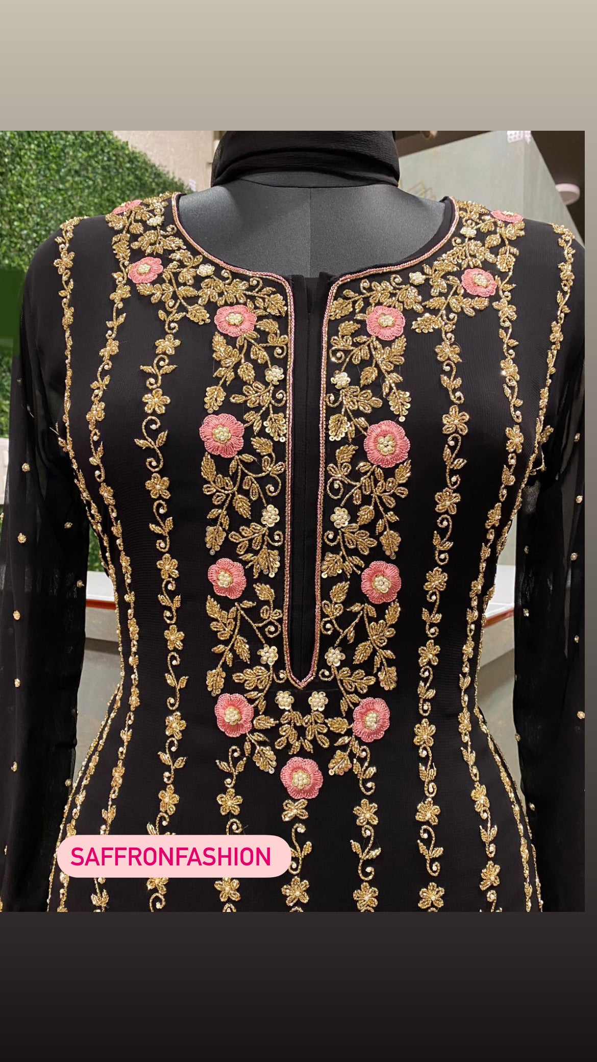 Black naveena embroidered dress - Saffronfashionindia