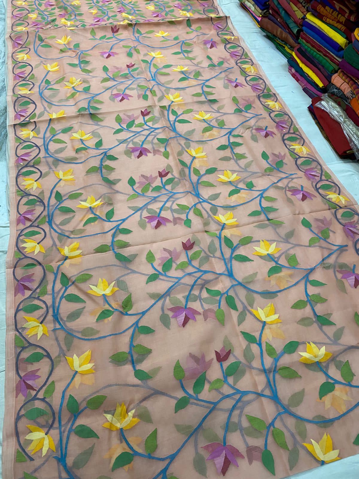 Kivara handwoven jamdani saree - Saffronfashionindia