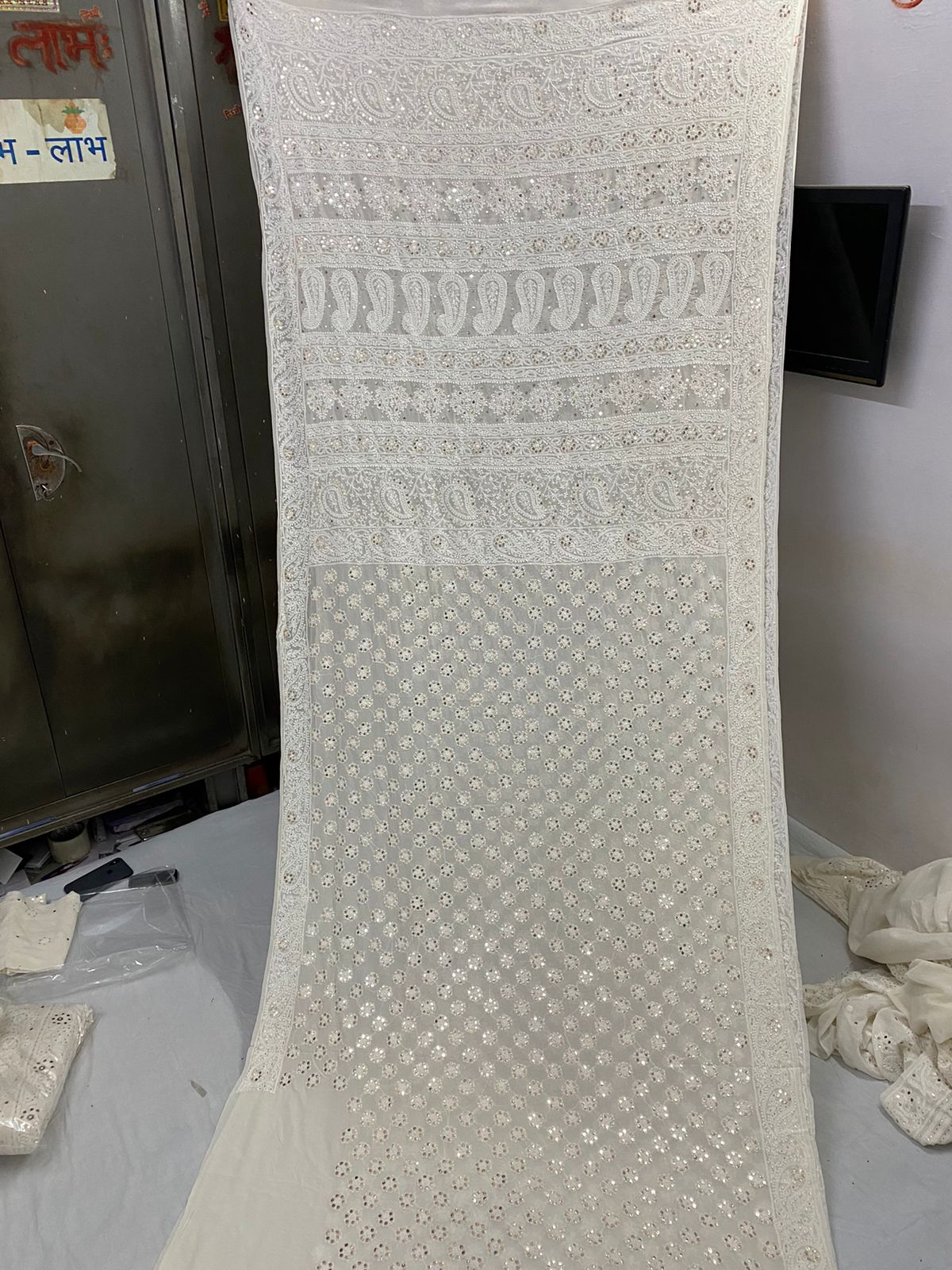 Royal designer Chikankari saree - Saffronfashionindia