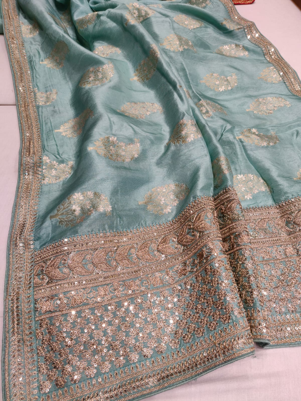 Handloom munga organza saree - Saffronfashionindia