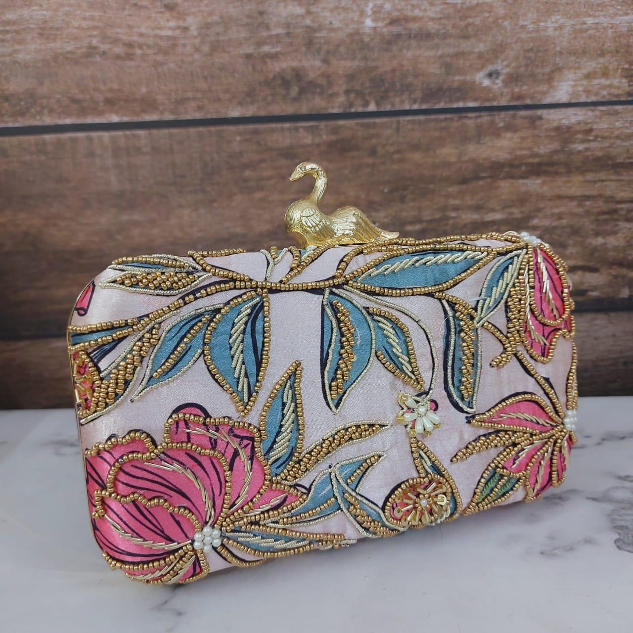 Swan printed clutch - Saffronfashionindia