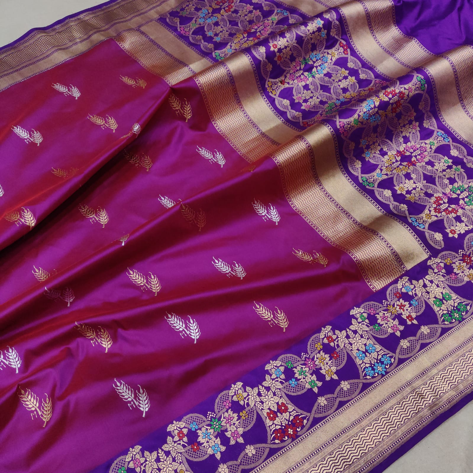 Wine inspired Katan handwoven saree - Saffronfashionindia