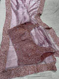 Purple handwork organza sari