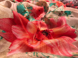 Floral Russian silk crepe saree