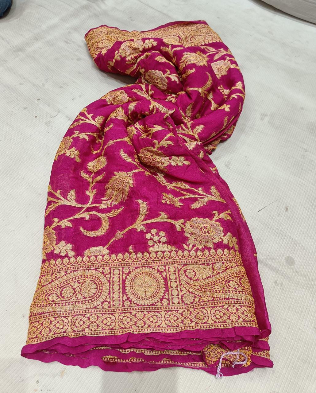 Gloria gorgette chiffon saree - Saffronfashionindia