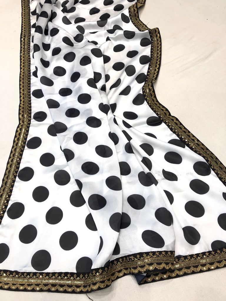Polka dot organza saree - Saffronfashionindia