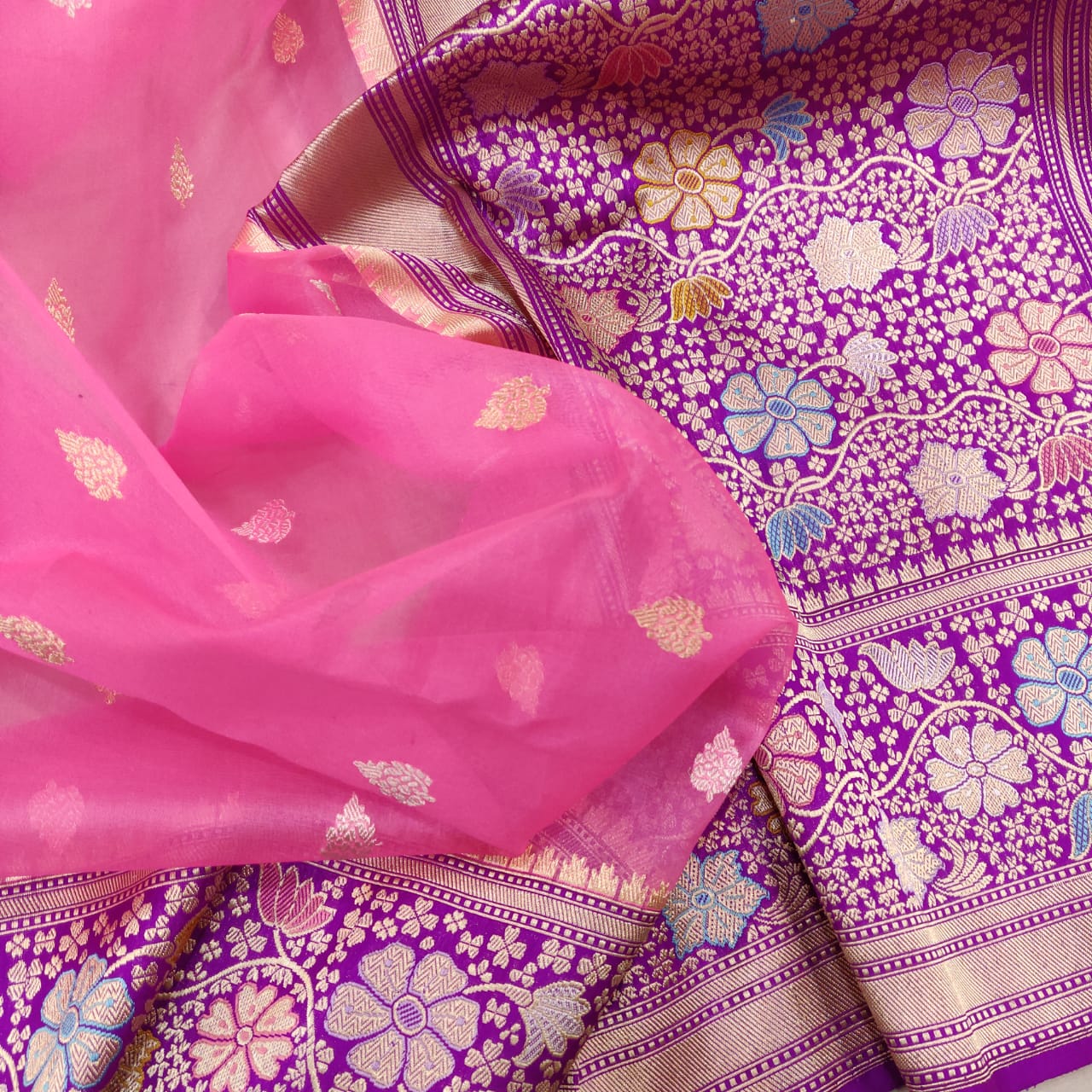 Sundari kora handwoven sari - Saffronfashionindia