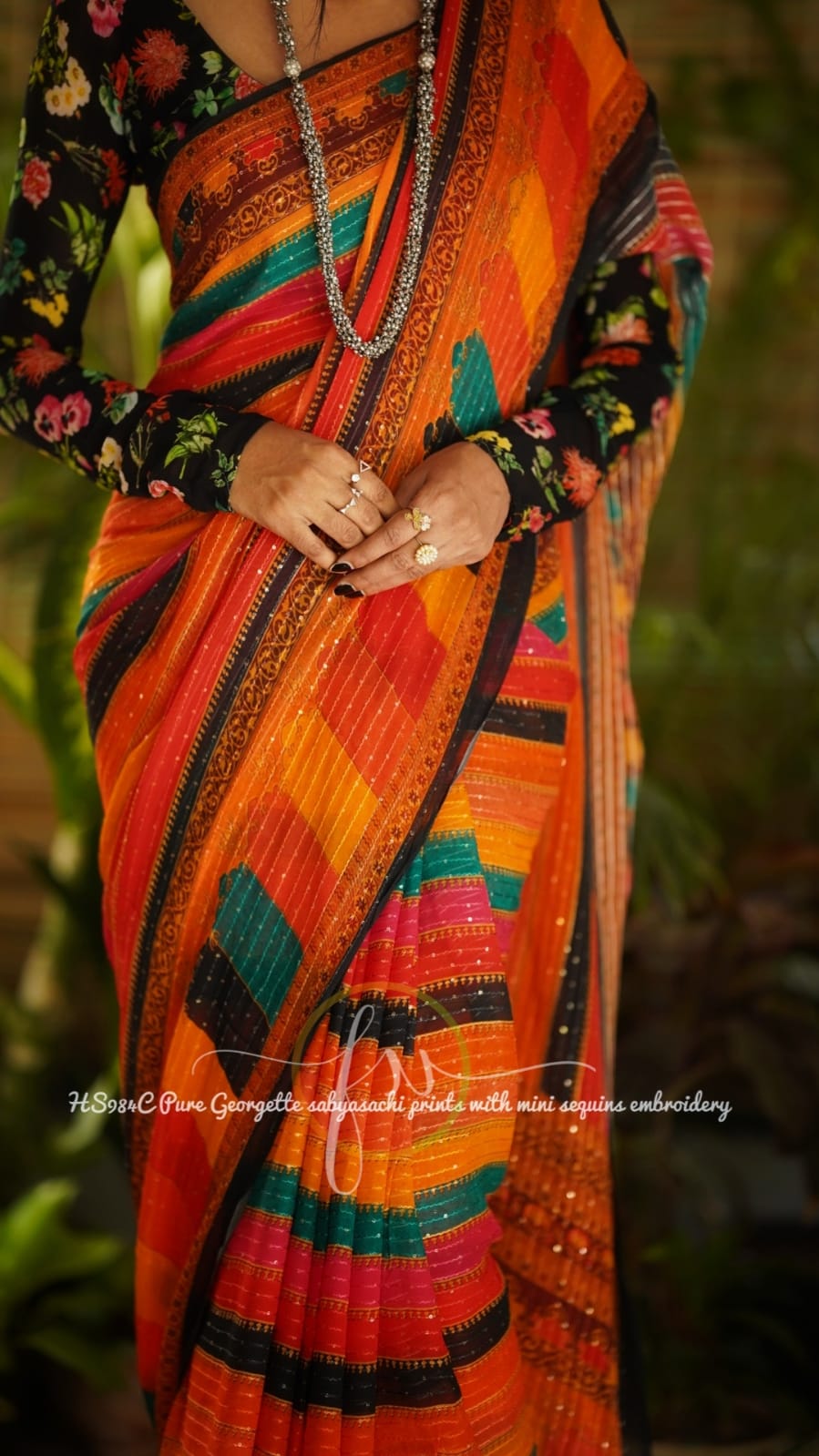 Gulmohar sequins saree - Saffronfashionindia