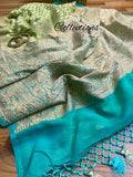 Elegant green khaddi gorgette sari