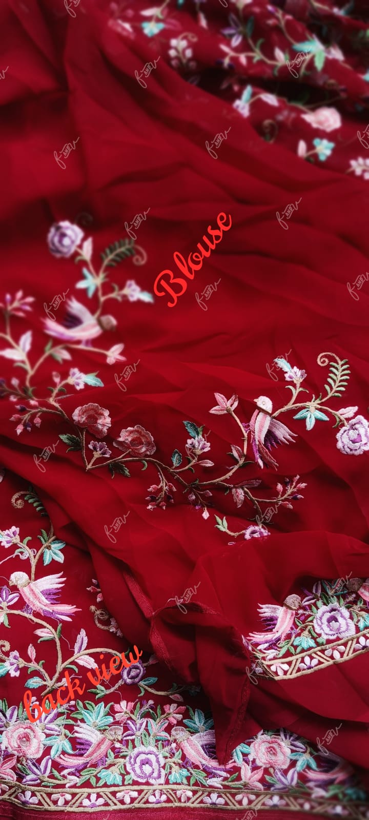 Leela red Parsi inspired saree - Saffronfashionindia