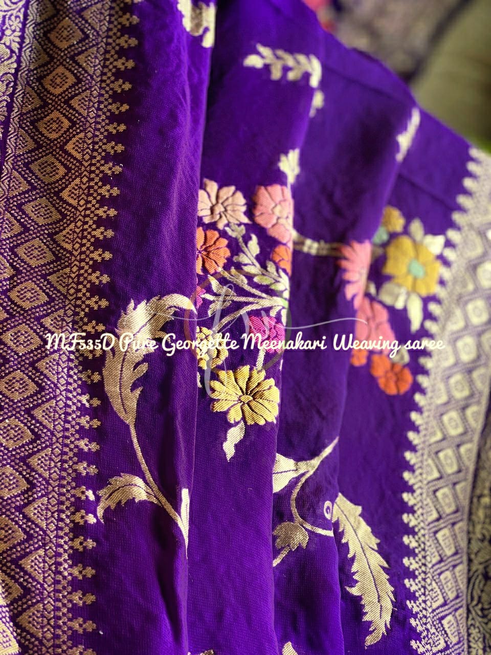 Floral beautiful Meenakari saree - Saffronfashionindia
