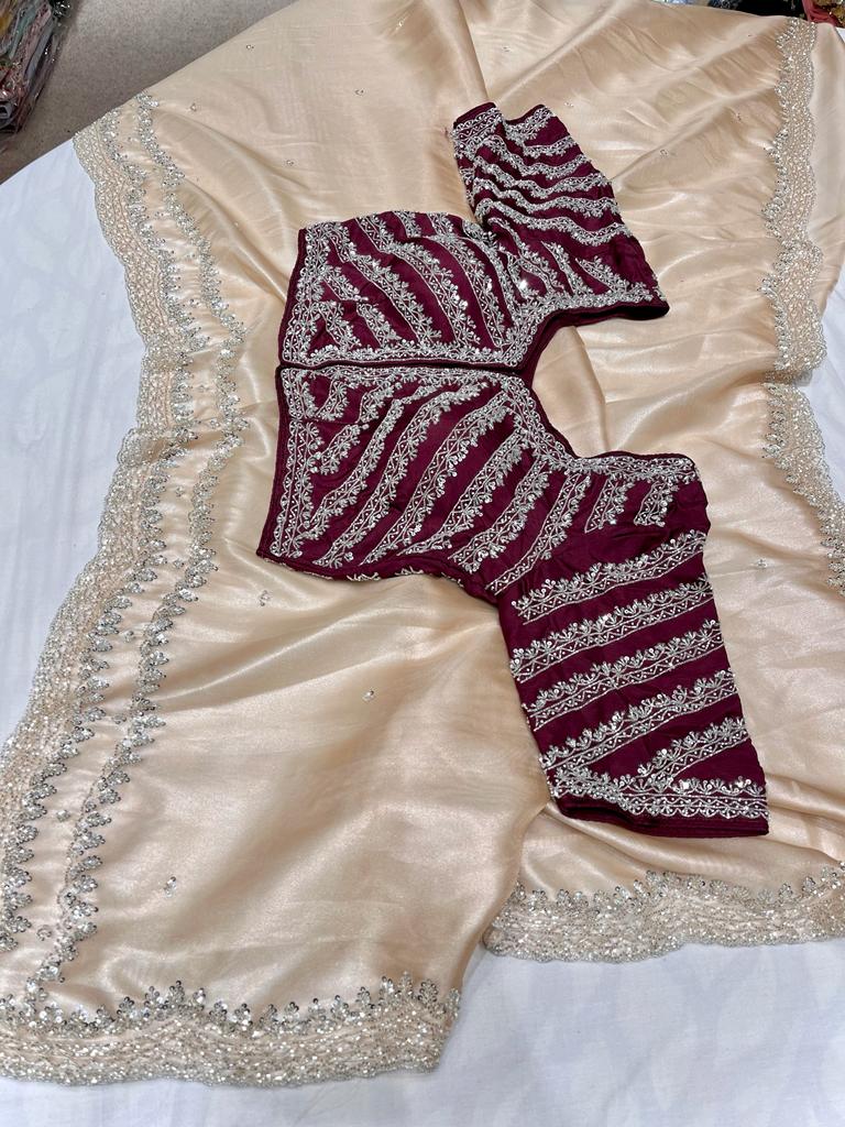 Zaiba tissue organza saree - Saffronfashionindia