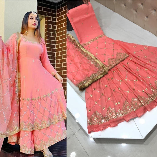 Upada silk embroidered suit - Saffronfashionindia