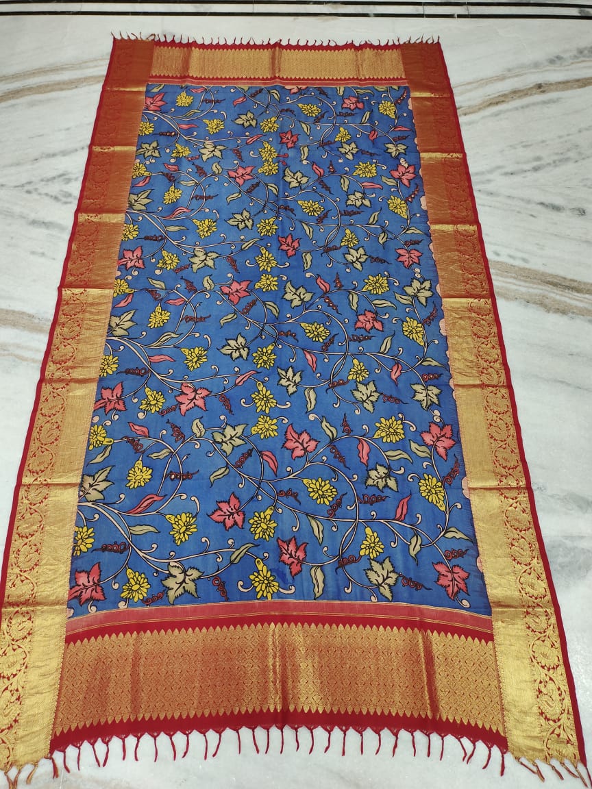 Rivaz pen Kalamkari dupatta - Saffronfashionindia