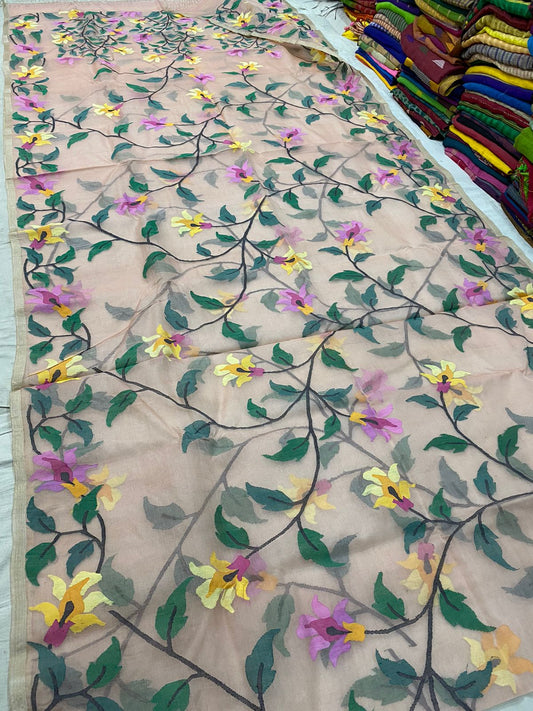 Khushnama tantuj jamdani saree - Saffronfashionindia