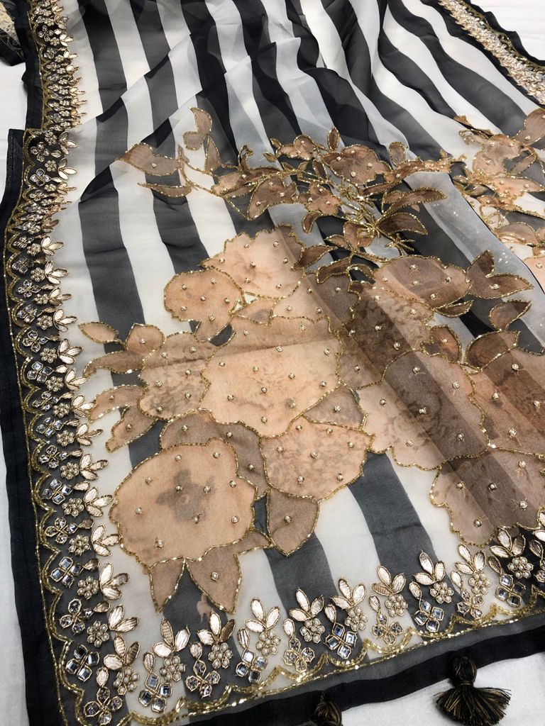 Organza digital printed saree - Saffronfashionindia