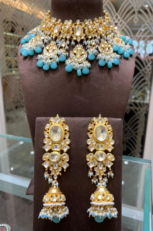 Firoza bridal wedding set Kundan set choker set - Saffronfashionindia