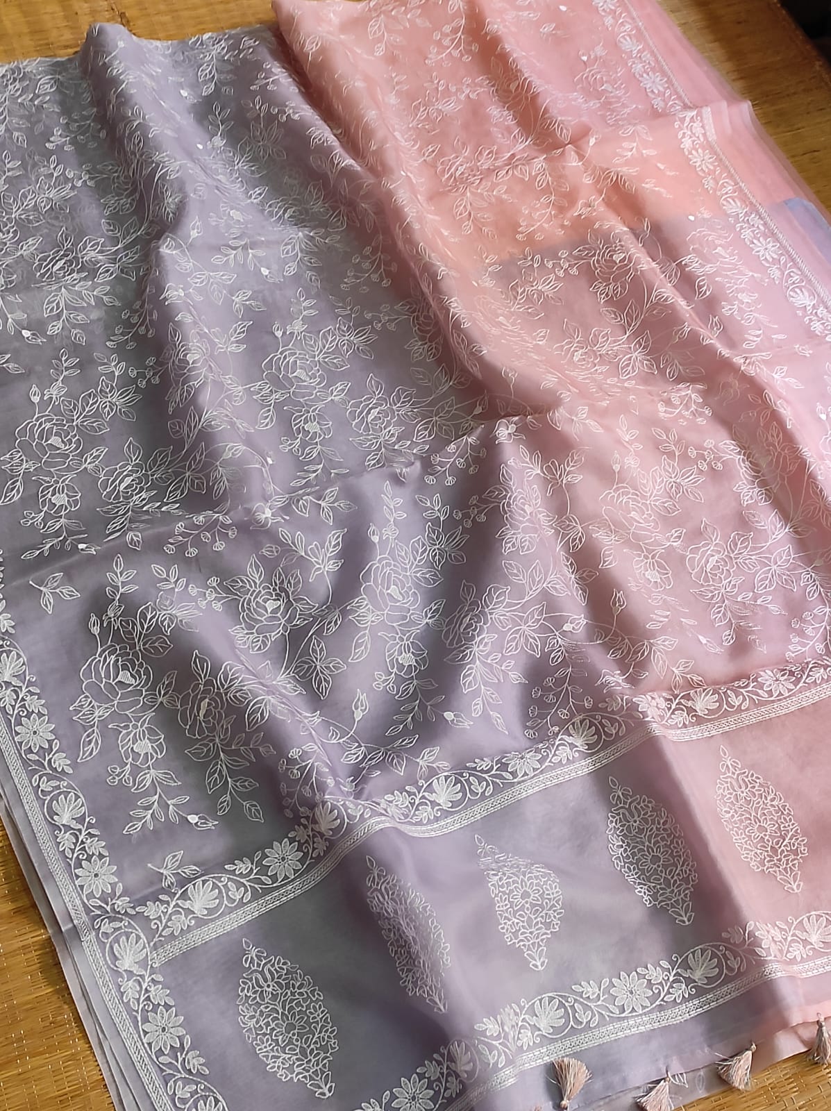 Ruchika organza Chikankari saree - Saffronfashionindia