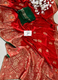 Red banarsi moonga saree