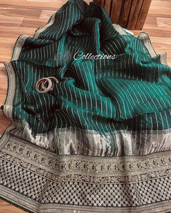 Striped weaving organza saree