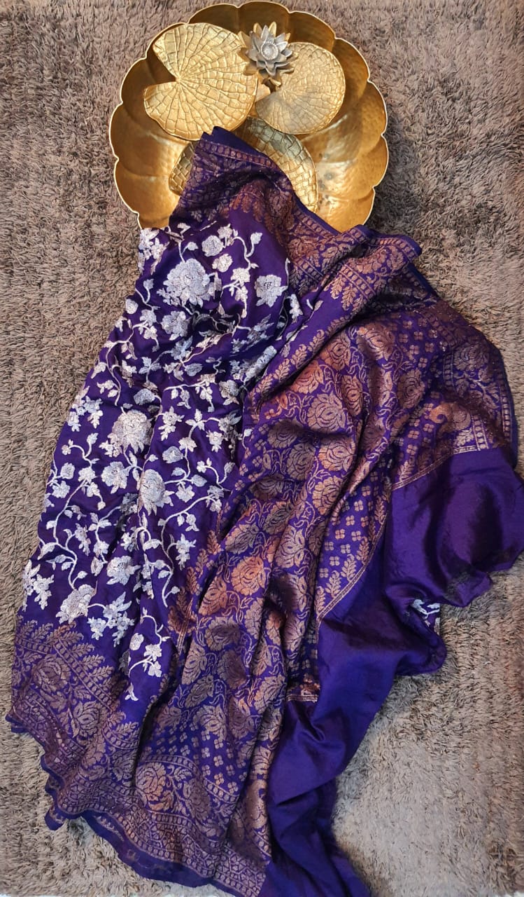 Cocktail banarsi saree - Saffronfashionindia