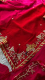 Stunning red zardosi saree