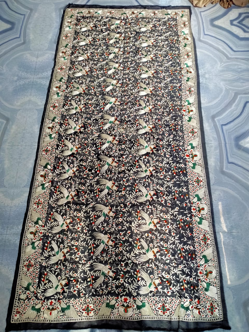 Khujirao traditional Parsi dupatta - Saffronfashionindia