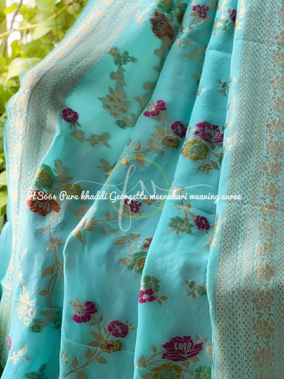 Pinashi gorgette saree - Saffronfashionindia