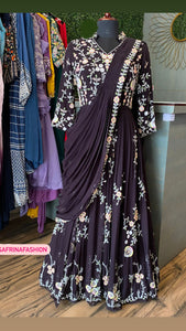 Black wedding indowestern embroidery dress