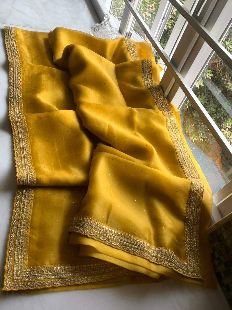 Vahida organza sari partywear sarees Indian sari - Saffronfashionindia