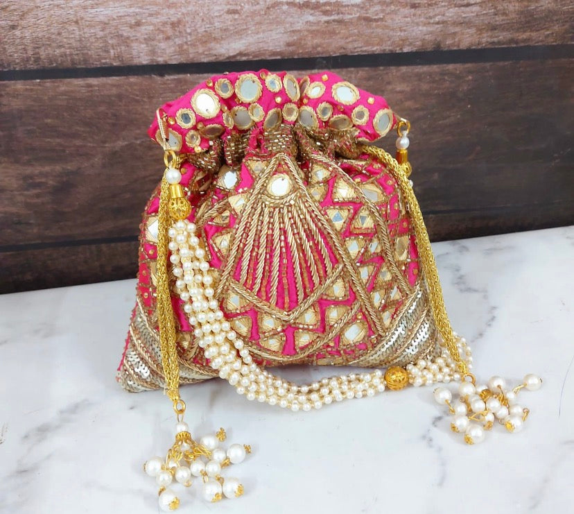 Mirror inspired potlis - Saffronfashionindia