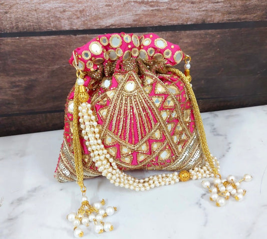 Mirror inspired potlis - Saffronfashionindia