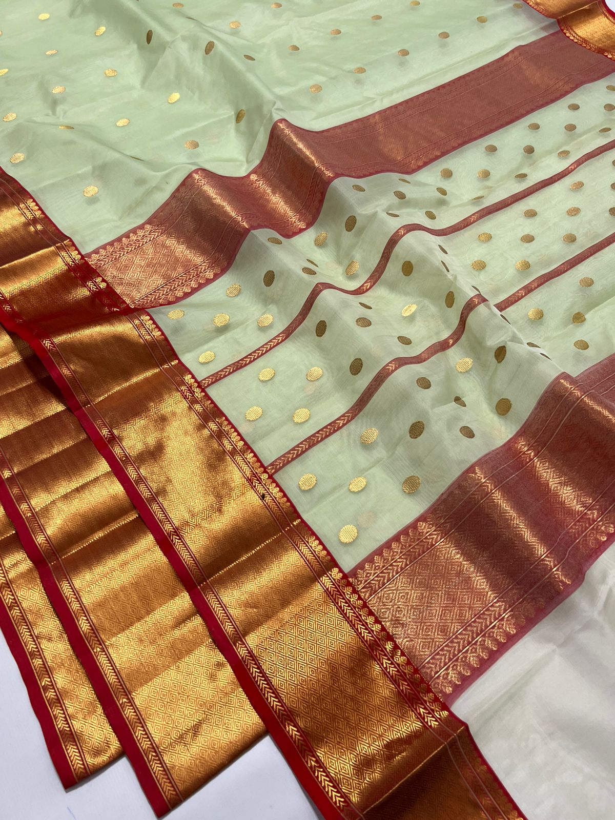 Mint Chanderi ek naal saree - Saffronfashionindia