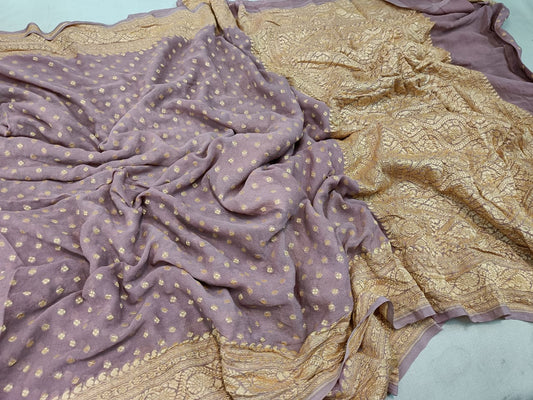 Avira khaddi gorgette saree - Saffronfashionindia