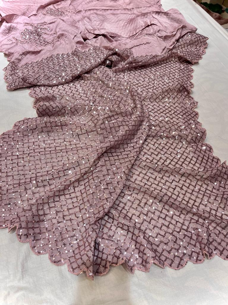 Ravish satin sequence saree - Saffronfashionindia