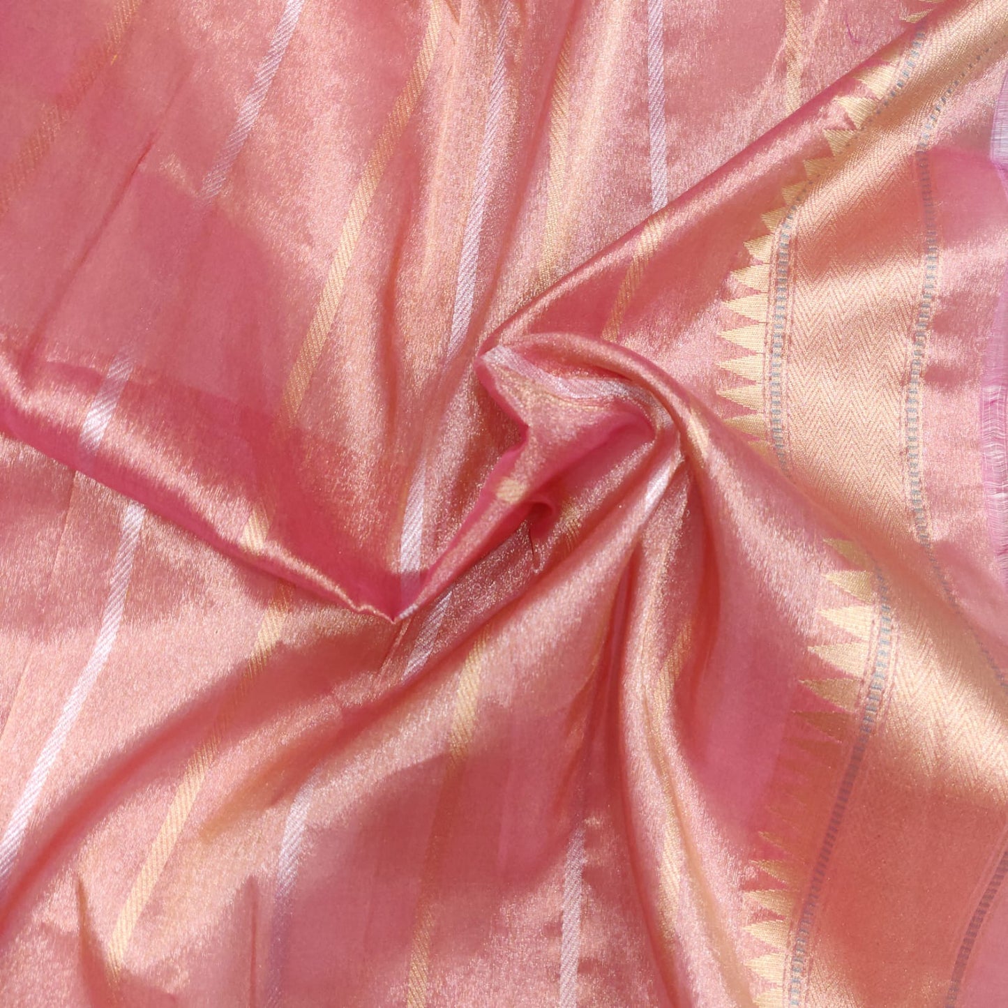 Tissue handwoven Katan saree - Saffronfashionindia