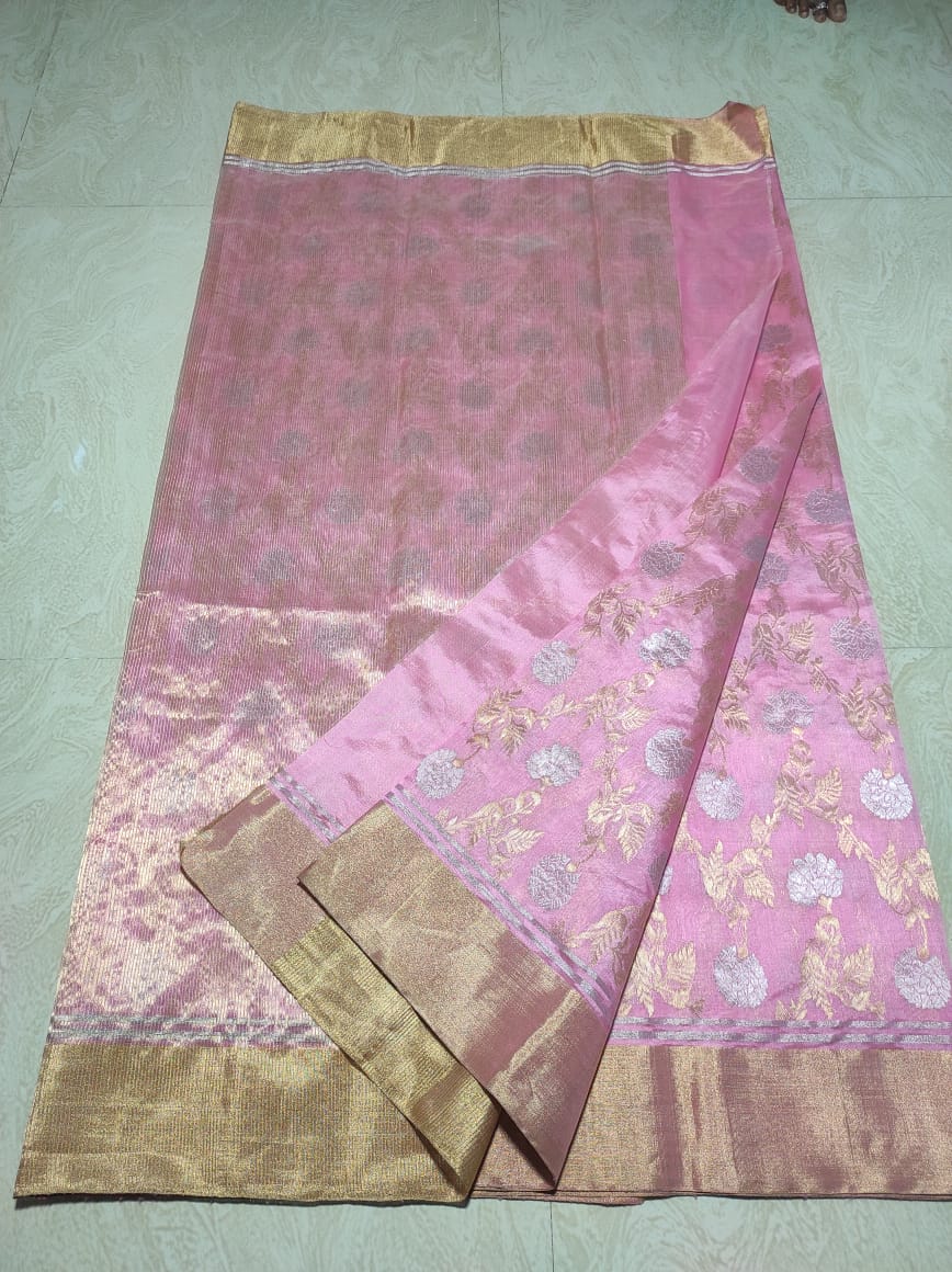 Pink Chanderi saree - Saffronfashionindia