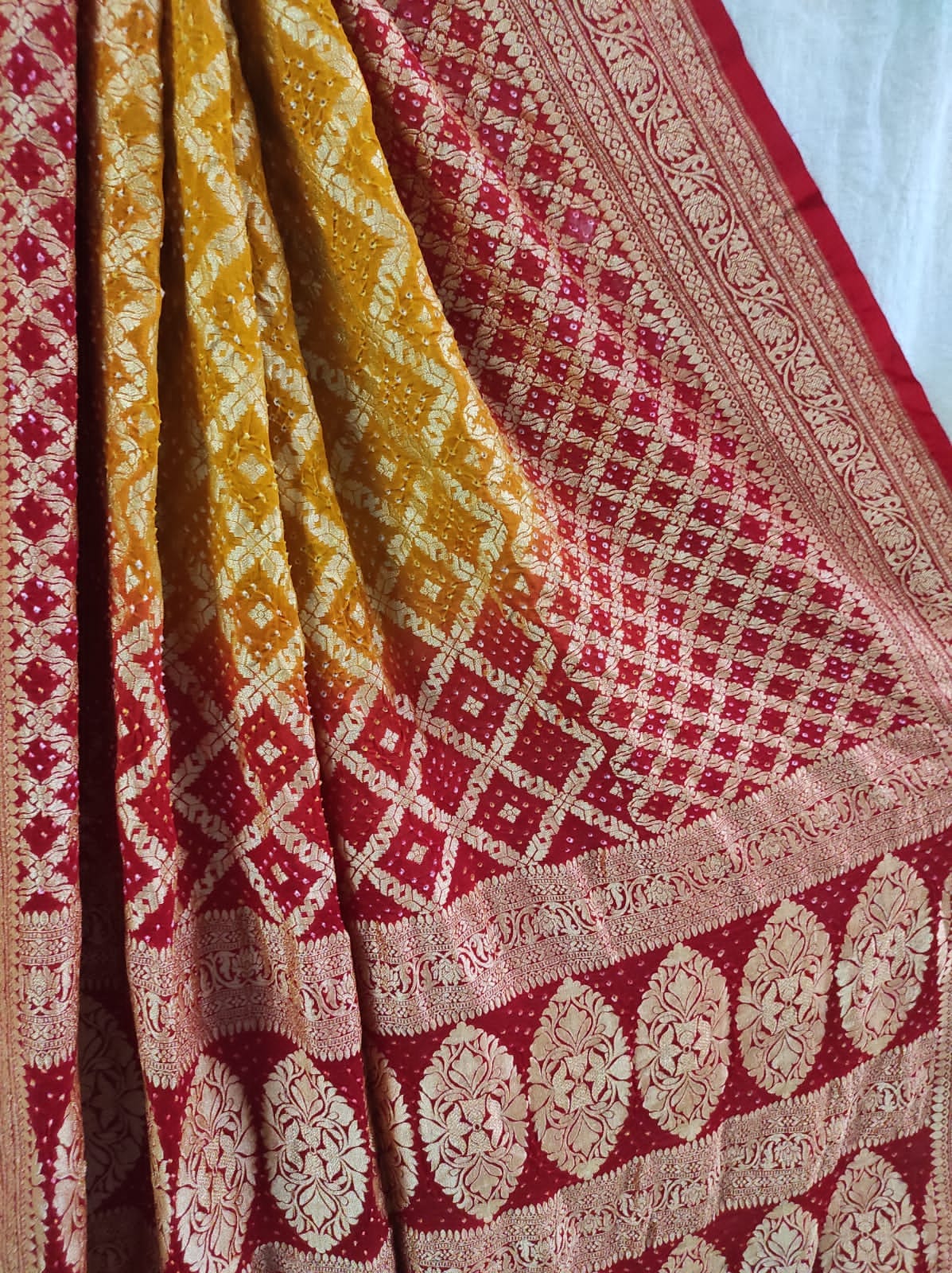 Malvi bandhani banarsi saree - Saffronfashionindia