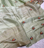 Unique organza embroidery saree