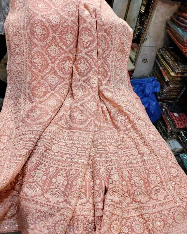 Jalebi inspired embroidered Chikankari saree - Saffronfashionindia