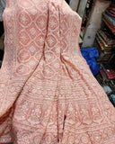 Jalebi inspired embroidered Chikankari saree