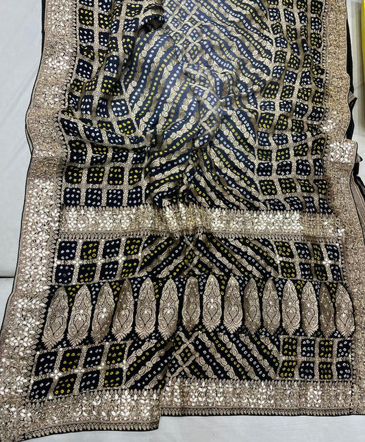 Hansiha khaddi bandhej saree - Saffronfashionindia