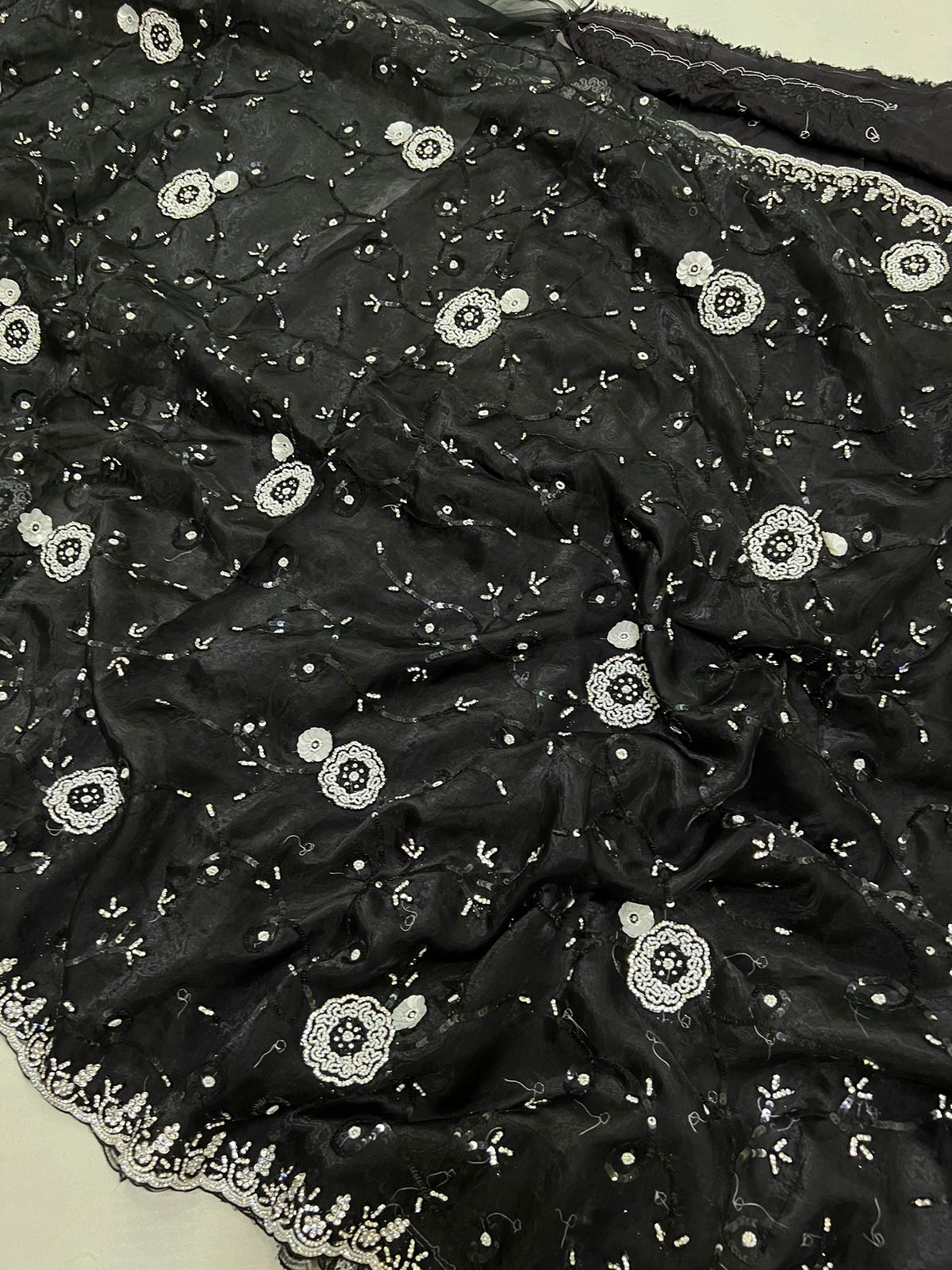 Moti sequence partywear saree - Saffronfashionindia