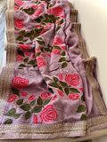 Lavita gorgette embroidery saree
