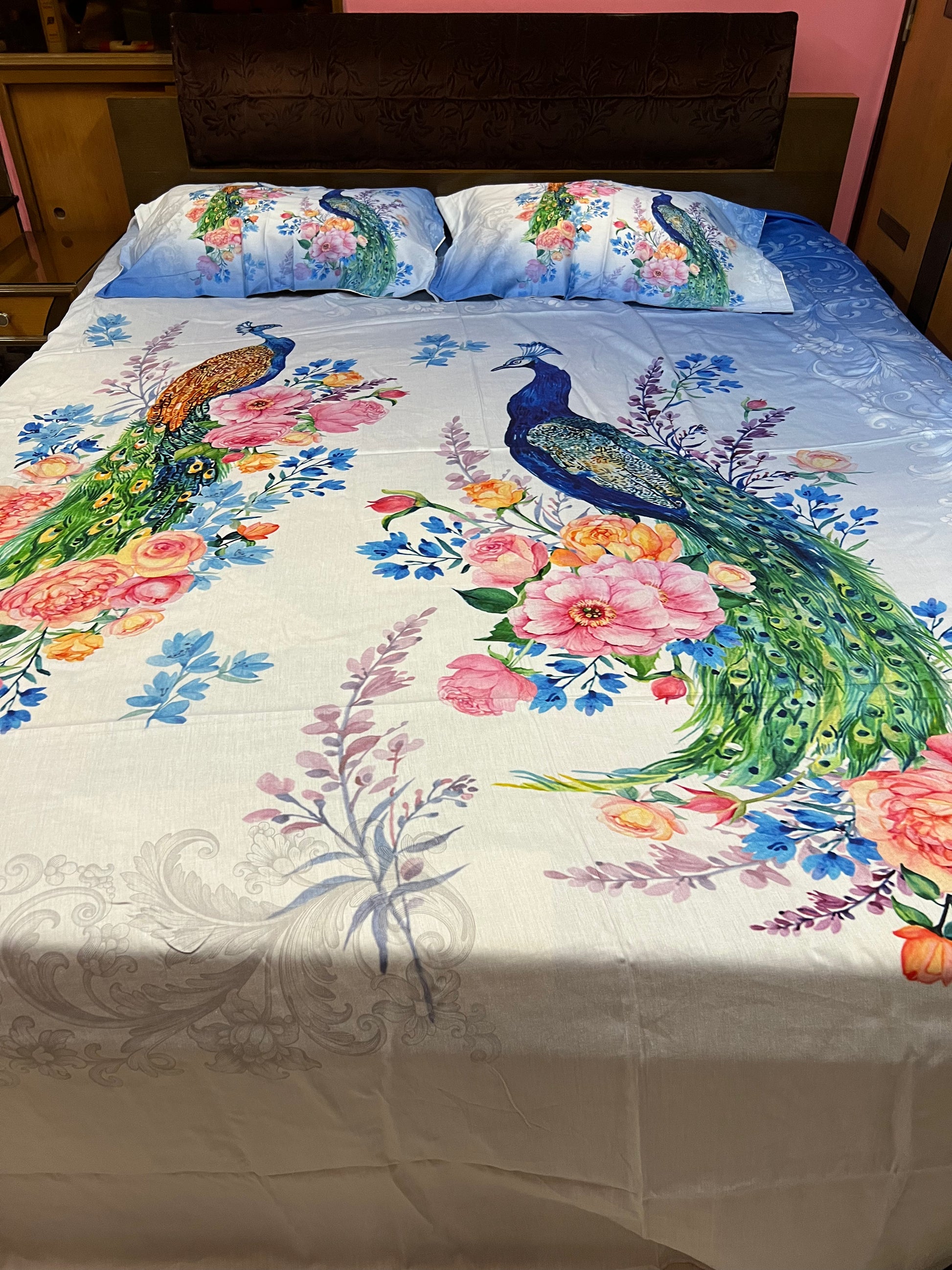 Peacock beautiful bedsheet - Saffronfashionindia
