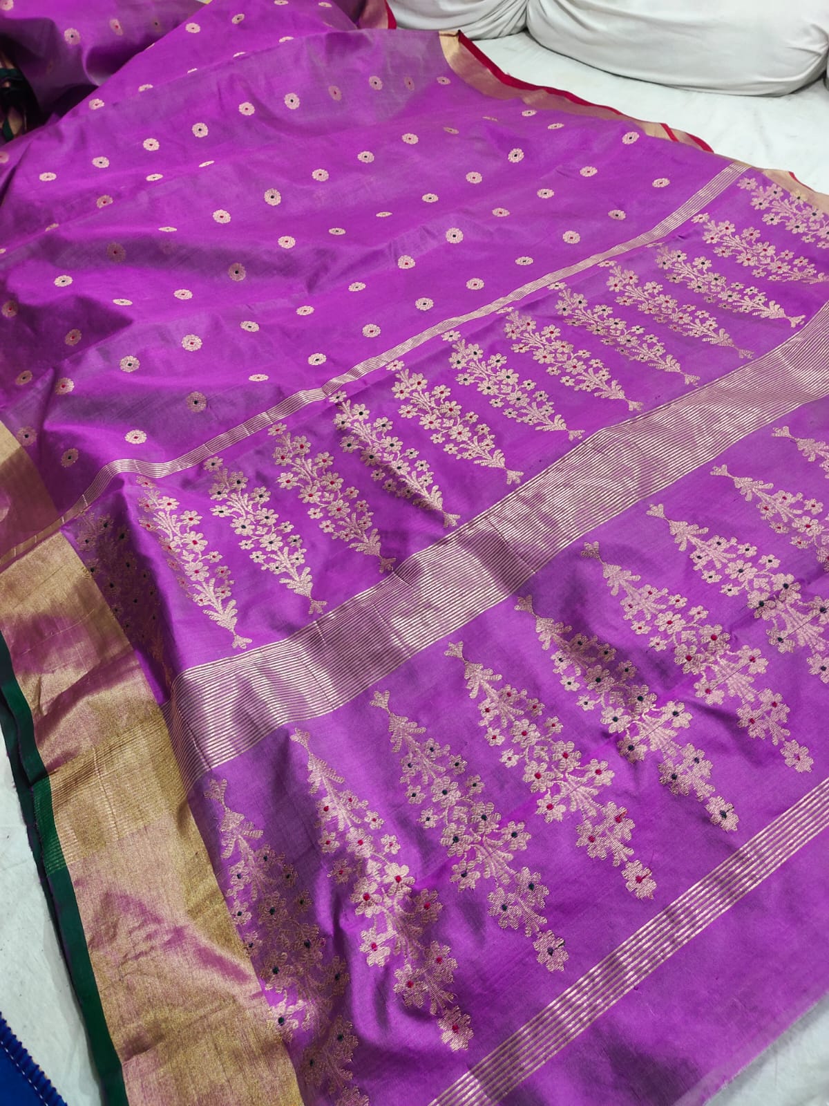 Purple Chanderi saree - Saffronfashionindia